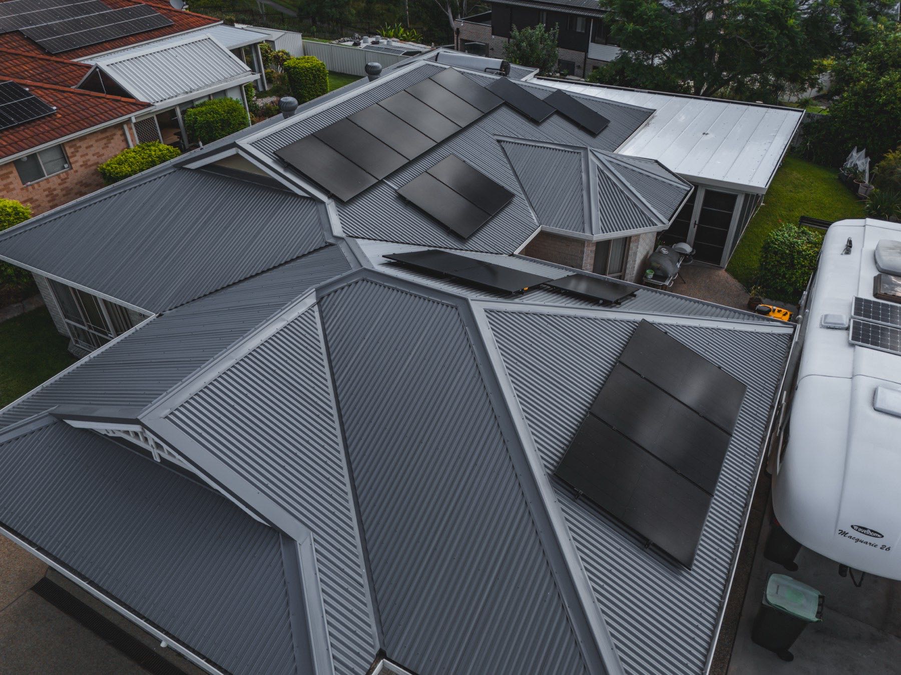 Close aerial of a finished Colorbond re-roof